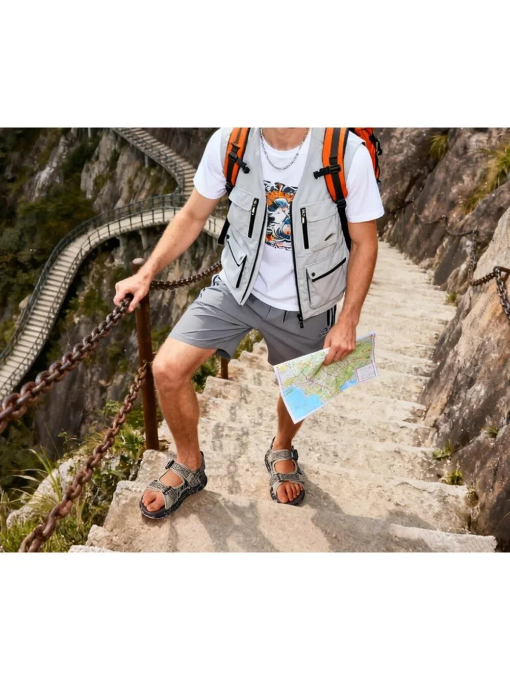 Men\'s Beige And Brown Camo Orthopedic Recovery Mesh Athletic Hiking Sandal Shoes KuaiLu Mens Orthotic Sandals Comfortable Arch Liberia | Ubuy main image 3